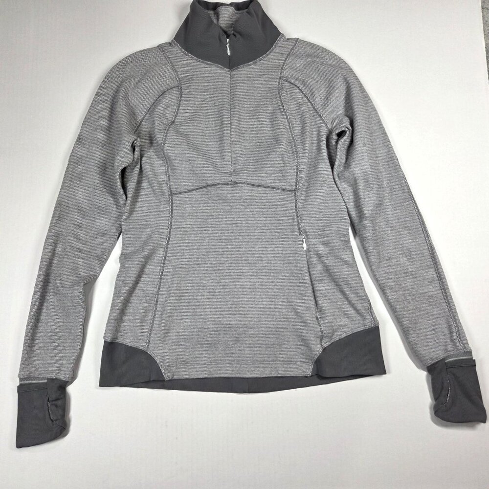 Lululemon Runderful 1/2 Zip Top Womens 8 Mini Check Pique Gray